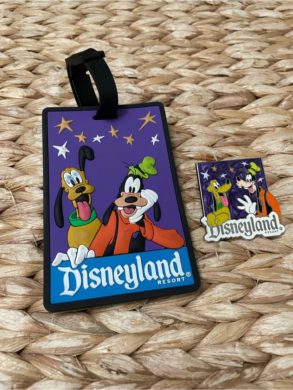 Disney Goofy‎ and Pluto Trading Pin and Runner Luggage / Bag Tag